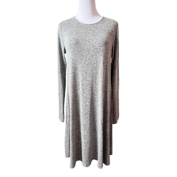 Old Navy Cewneck Grey Swing Dress Sweater-like Knit Sz Medium TALL - Picture 1 of 12